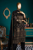 Glowing Magnolia (G6-1B) | Embroidered Black Chiffon Dress with Embroidered Chiffon Dupatta
