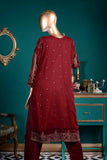 Exotic Sunshine (G6-3B) | Embroidered Red Chiffon Dress with Embroidered Chiffon Dupatta