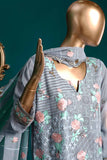 Dazzling Ashes (G6-4B) | Embroidered Bluish-grey Chiffon Dress with Embroidered Chiffon Dupatta