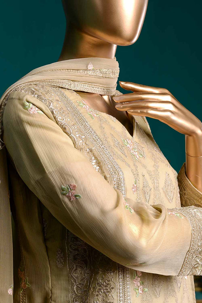 Appealing Serenity (G6-5A) | Embroidered Skin Chiffon Dress with Embroidered Chiffon Dupatta