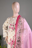 Glitter Roses (SC-119B-Cream) Embroidered & Printed Un-Stitched Cambric Dress With Printed Silk Dupatta
