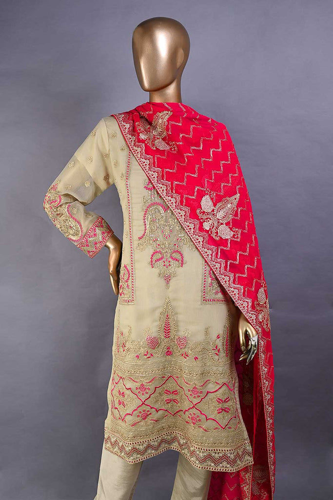 GLS-5A-Skin - Rich Delight | 3Pc Embroidered Un-stitched Chiffon Dress