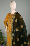 GLS-9B-Yellow - Zareen | 3Pc Embroidered Un-stitched Chiffon Dress