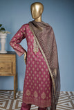 Gladiolus (FG-2A-Purple) - 3 Pc Unstitched Lawn Gold Print Collection with Fancy Dupatta