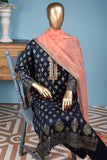 Gladiolus (FG-2B-NavyBlue) - 3 Pc Unstitched Lawn Gold Print Collection with Fancy Dupatta