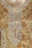 Gladiolus (ECL-005-MehndiGreen) - 3 Pc Unstitched Embroidered Lawn Dress With Chikankari Lawn Dupatta