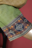 Gladiolus (ECL-005-MehndiGreen) - 3 Pc Unstitched Embroidered Lawn Dress With Chikankari Lawn Dupatta