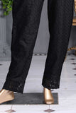 Unstitched Monochrome ChikanKari Cotton Trouser - Gorgeous Murk (MTC-05-Black)