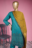 Gulmohar (SC-143A-Turquoise) Embroidered & Printed Un-Stitched Cotton Dress With Embroidered Chiffon Dupatta