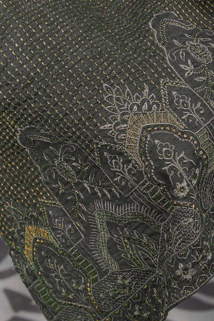 Gulmohar (SC-143B-Grey) Embroidered & Printed Un-Stitched Cotton Dress With Embroidered Chiffon Dupatta