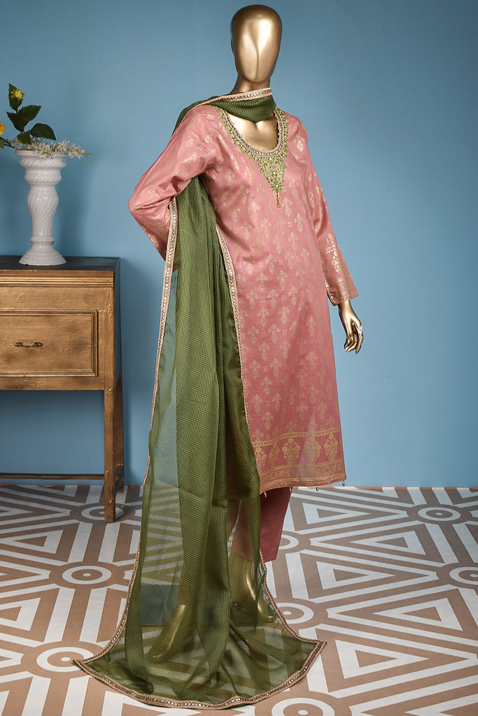 Ixora (FG-3C-Pink) - 3 Pc Unstitched Lawn Gold Print Collection with Fancy Dupatta