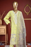 Japnees Fans (SC-107A-Lemon) Embroidered & Printed Un-Stitched Cambric Dress With Embroidered Chiffon Dupatta