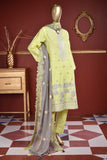 Japnees Fans (SC-107A-Lemon) Embroidered & Printed Un-Stitched Cambric Dress With Embroidered Chiffon Dupatta