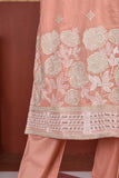 Japnees Fans (SC-107C-LightPeach) Embroidered & Printed Un-Stitched Cambric Dress With Embroidered Chiffon Dupatta