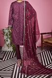 Jugnoo (SC-134A-Purple) Embroidered & Printed Un-Stitched Cambric Dress With Embroidered Chiffon Dupatta