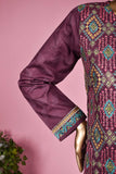 Jugnoo (SC-134A-Purple) Embroidered & Printed Un-Stitched Cambric Dress With Embroidered Chiffon Dupatta