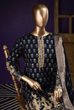 Kapasia (SC-123B-NavyBlue) Embroidered & Printed Un-Stitched Cambric Dress With Printed Chiffon Banarsi Dupatta