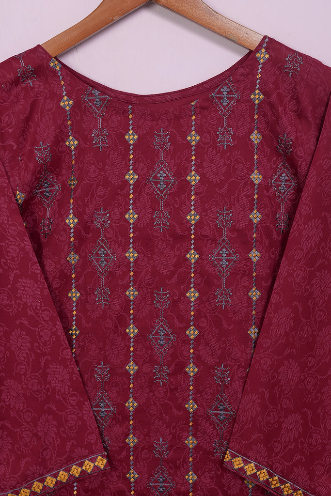 SC-61C-Maroon - Lock Rope | 3Pc Cotton Embroidered & Printed Dress