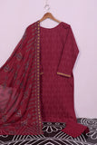 SC-61C-Maroon - Lock Rope | 3Pc Cotton Embroidered & Printed Dress