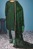 Lollypop (SC-147A-Green) Embroidered & Printed Un-Stitched Cotton Dress With Embroidered Chiffon Dupatta