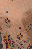 Lollypop (SC-147B-Peach) Embroidered & Printed Un-Stitched Cotton Dress With Embroidered Chiffon Dupatta