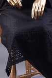 Betelgeuse (MG-2B-Black) - 3Pc Unstitched Cotton Chikankari Schiffli Dress With Cambric Trouser & Chiffon Dupatta with Lace & Moti Work