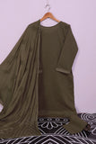 SC-196B-Mehndi Brown - Mirror House | 3Pc Cotton Embroidered & Printed Dress
