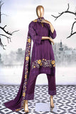 Flower Breeze (SW-1A-Purple) | 3 Pc Unstitched Printed & Embroidered Linen Dress