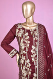 Majestic Wand (SC-124C-Maroon) Embroidered & Printed Un-Stitched Cotton Dress With Embroidered Chiffon Dupatta