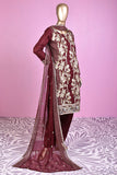Majestic Wand (SC-124C-Maroon) Embroidered & Printed Un-Stitched Cotton Dress With Embroidered Chiffon Dupatta