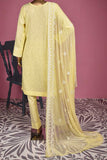Maria Hills (SC-138A-Lemon) Embroidered & Printed Un-Stitched Cambric Dress With Embroidered Chiffon Dupatta