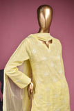 Maria Hills (SC-138A-Lemon) Embroidered & Printed Un-Stitched Cambric Dress With Embroidered Chiffon Dupatta