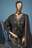 Minaar (SC-144B-Grey) Embroidered & Printed Un-Stitched Cotton Dress With Embroidered Chiffon Dupatta