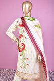 Missile Rosses (SC-160A-Cream) Embroidered & Printed Un-Stitched Cotton Dress With Silk Digital Printed Dupatta