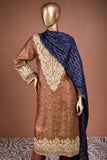 Moti Mahal (SC-158A-Rust) Embroidered & Printed Un-Stitched Banarsi Lawn Dress With Handwork With Printed Banarsi Lawn Dupatta