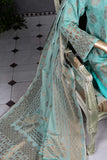 Holistic Art (NJ-04-Cyan) 3 Piece Un-stitched Jacquard Banarsi Lawn Dress