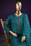 Needle Match (SC-121B-Turquoise) Embroidered & Printed Un-Stitched Cambric Dress With Embroidered Chiffon Dupatta