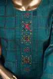 Needle Match (SC-121B-Turquoise) Embroidered & Printed Un-Stitched Cambric Dress With Embroidered Chiffon Dupatta