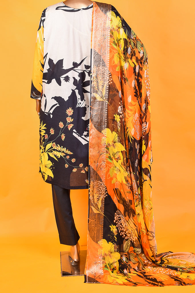 Nostalgic Stream (MDL-003) - 3 Pc Unstitched Lawn Digital Printed Dress With Banarsi Chiffon Digital Printed Dupatta