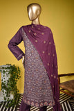Octopus (SC-130A-Purple) Embroidered & Printed Un-Stitched Cambric Dress With Embroidered Chiffon Dupatta