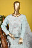 Octopus (SC-130B-SkyBlue) Embroidered & Printed Un-Stitched Cambric Dress With Embroidered Chiffon Dupatta