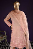 Organza Paradise (SC-122A-Peach) Embroidered & Printed Un-Stitched Organza Dress With Embroidered Net Dupatta