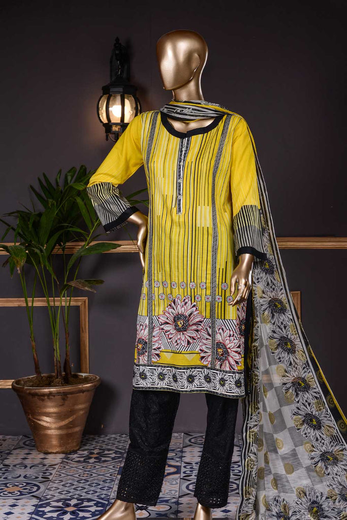 Abstractionism (PD-01) 3 Pc Unstitched Digital Embroidered Lawn Dress