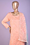 Paisley (SC-152C-Peach) Embroidered & Printed Un-Stitched Cotton Dress With Embroidered Chiffon Dupatta