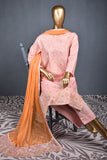 Paisley (SC-152B-Pink) Embroidered & Printed Un-Stitched Cotton Dress With Embroidered Chiffon Dupatta