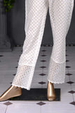 Unstitched Monochrome ChikanKari Cotton Trouser - Palish Aura (MTC-1A-White)