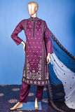 Pankhuri (SC-156A-Purple) Embroidered & Printed Un-Stitched Cotton Dress With Embroidered Chiffon Dupatta