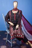Pankhuri (SC-156B-Black) Embroidered & Printed Un-Stitched Cotton Dress With Embroidered Chiffon Dupatta