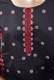 Pankhuri (SC-156B-Black) Embroidered & Printed Un-Stitched Cotton Dress With Embroidered Chiffon Dupatta