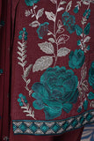 Pastry Garden (RS-03A-Maroon) Embroidered & Printed Un-Stitched Raw Silk Dress With Embroidered Chiffon Dupatta